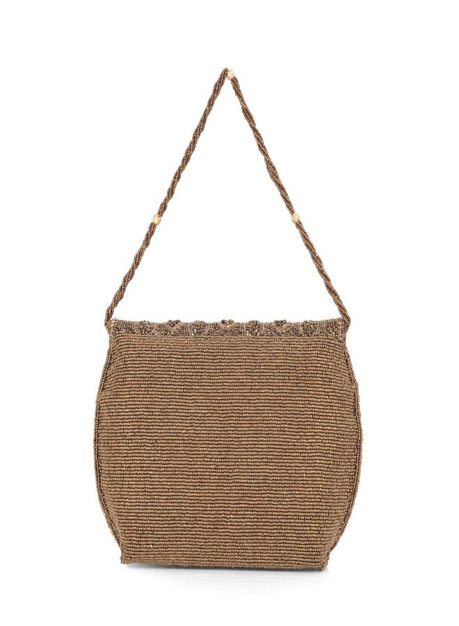 JI ACCESSORIES JI Elegant Beaded Shoulder Bag for Women Designer Party & Casual Handbag (COFFEE) - Image 2
